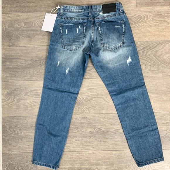 One Teaspoon Freebirds Jeans Skinny Straight Distressed Zip Ankle Blue Cult - Picture 15 of 16